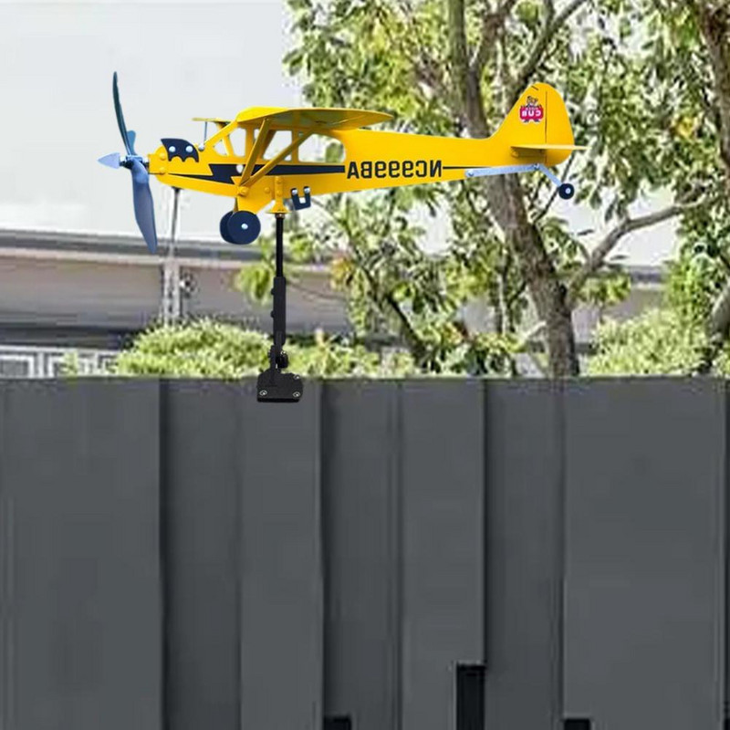 Žltá veterná korouhvička Piper J3 Cub, vonkajšia záhradná dekorácia, veterná korouhvička, zástrčka, veterné vrtule, strešná zástrčka