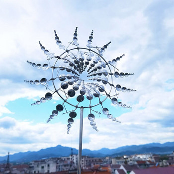 Градинска декорация На открито Уникална и магическа метална вятърна мелница Уловители на вятър Колектори Въртящи се 3D вятърни въртящи се украса на двора