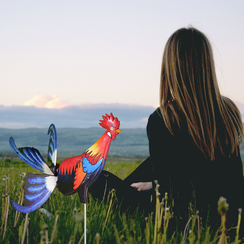 Záhradný veterný mlyn s kohútom, nádvorie, farmárska dekorácia, vodotesná záhradná socha, živá socha, záhradná dekorácia, záhradný nábytok