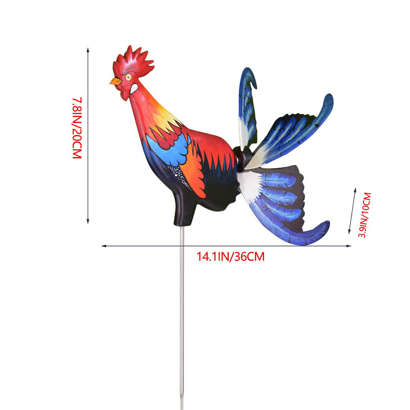 Záhradný veterný mlyn s kohútom, nádvorie, farmárska dekorácia, vodotesná záhradná socha, živá socha, záhradná dekorácia, záhradný nábytok