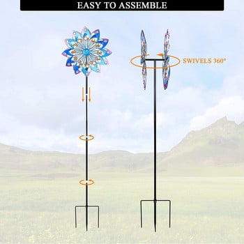 Желязна вятърна мелница Цветни върбови листа Двупосочен въртящ се вятър Градински прогонващ птици Двойно въртяща се желязна въртяща се вятърна мелница