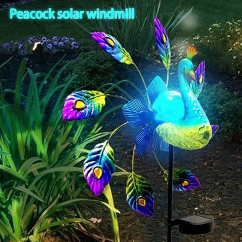 Iron Windmill Colorful Willow Leaves Dual Direction Wind Spinner Garden Bird Repeller Double Rotating Iron Windmill Spinner