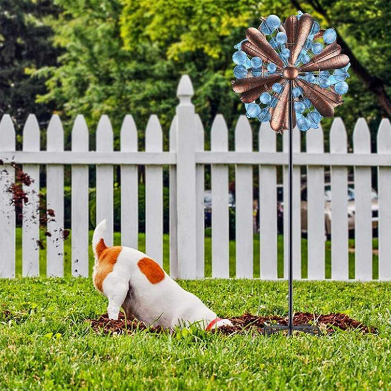 Železný veterný mlyn, farebné vŕbové listy, dvojsmerný veterný spinner, záhradný odpudzovač vtákov, dvojitý rotačný železný veterný mlyn
