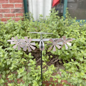 Superfortress Модел Wind Spinner Home Decor Самолет Wind Chimes Метална вятърна мелница Двор Art Craft Garden Decoration Outdoor