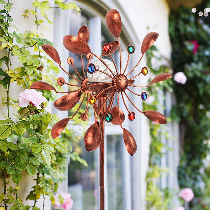 Solárny veterný mlyn LED viacfarebné svetlá veterné rotačné koleso jasné nočné svetlá odolné otáčanie ticho záhradná dekorácia dvora