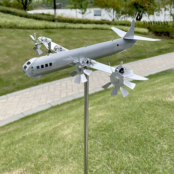 B-29 Super Fortress Aircraft Windmill Garden Art Decoration Metal Wind Spinner Външен декор 3D Cool Wind Sculpture Wind Catcher