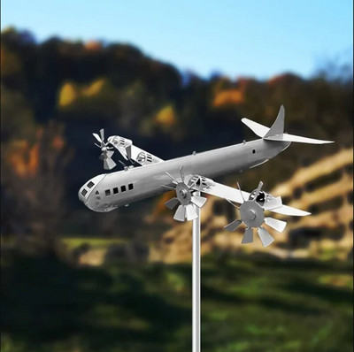 B-29 Super Fortress Aircraft Windmill Garden Art Decoration Metal Wind Spinner Външен декор 3D Cool Wind Sculpture Wind Catcher