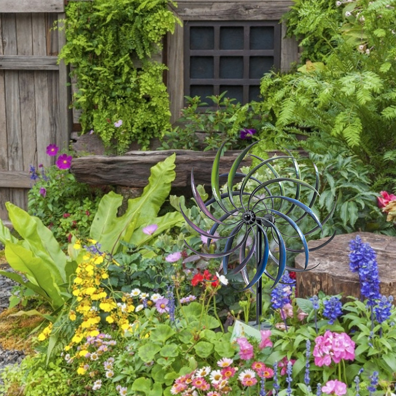 Železný veterný mlyn, farebné vŕbové listy, dvojsmerný veterný mlyn, záhradné dekorácie...
