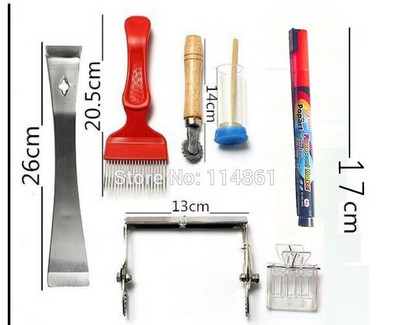 7PCS/SET Nova praktična oprema za pčelarstvo Vilica za skidanje čepova za pčelarstvo / Hvatač matica / Olovka za označavanje / Alat za košnice 28. kolovoza
