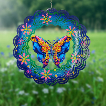 3D висяща пеперуда, метални вятърни въртящи се висящи пеперуди, декор на прозорец, магическа кинетична външна декорация на двор, градина 30 см