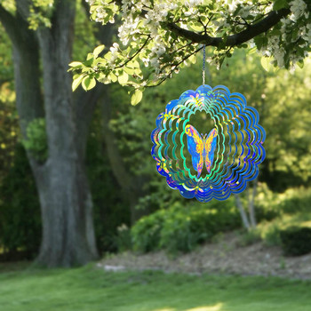 3D Κρεμαστά Butterfly Μεταλλικά Wind Spinners Wind Hanging Butterfly Decor Wind Magical Kinetic Εξωτερική Διακόσμηση Αυλή Κήπος 30cm