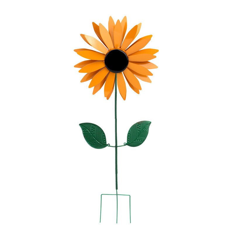 75x20cm veterný mlyn v tvare slnečnice, kovový rotujúci veterník so slnečnicou a kolíkom, stojaci trávnik, kvetinový veterník, vonkajšia záhradná dekorácia