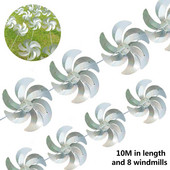 Laserový odpudzovač vtákov proti vtákom, veterný mlyn, strieborné veterníky, reflexný odpudzovač vtákov, šnúrka na odpudzovanie vtákov