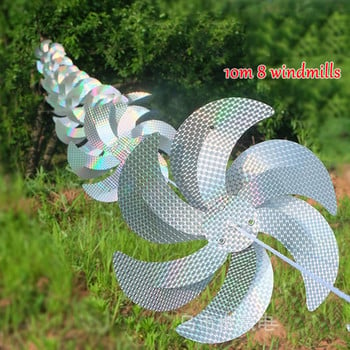 Anti Bird Laser Windmill Bird Repeller Windmill Silver Pinwheels Reflective Bird Scare Deterrent Driving Windmill String