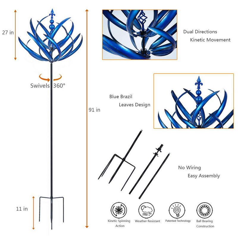 Metalinis vėjo suktukas Harlow vėjo suktukas Rotatorius Harlow vėjo suktukas geležinis vėjo malūnas Sodininkystės kištukas Vėjo suktukai sodui