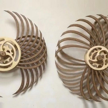 3D въртяща се скулптура с кинетична енергия Дървена вятърна мелница Орнаменти Геометрични шарки Орнаменти на вятърна мелница Дървена вятърна мелница