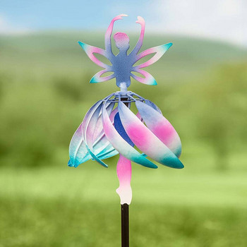 Фея Балерина Wind Spinner Променящ цвета Балет Въртящо се момиче Вятърни камбанки Въртяща се палуба за градински заден двор Декоративни камбанки