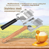 1 ks škrabka na med, odviečkovanie medu z úľa, drevená rukoväť, včelárske nástroje, rukoväť, škrabka na plást, nôž, vidlička, lopata