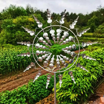 Μοναδική και μαγική μεταλλική διακόσμηση κήπου ανεμόμυλου 2022 Τρισδιάστατα περιστρεφόμενα περιστρεφόμενα ανεμόμυλα Αξεσουάρ αυλής