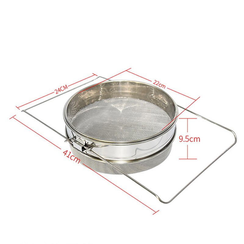 Dvojposchodové sitko na med z nehrdzavejúcej ocele, opakovane použiteľné sieťové filtre, dvojité sito z nehrdzavejúcej ocele, včelárstvo