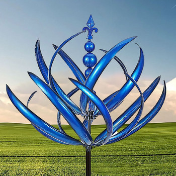 3D метална вятърна мелница Метални вятърни върти за дворна градина, уникална вятърна кинетична скулптура Уловители на вятър Метална декорация на открит двор