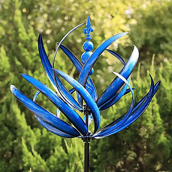 3D метална вятърна мелница Метални вятърни върти за дворна градина, уникална вятърна кинетична скулптура Уловители на вятър Метална декорация на открит двор