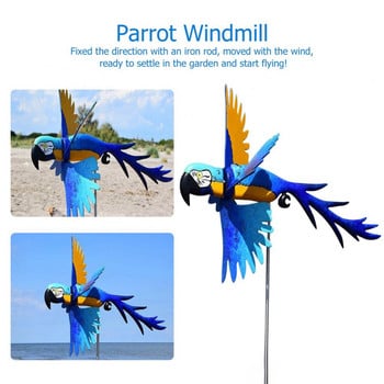 Вятърна мелница Whirly Parrots Whirligig-Asuka Series Декорация на градинска морава Двор Ферма Двор Животни Декоративни колове Ветровъртачи