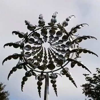 Уникална и вълшебна метална вятърна мелница - скулптури се движат с вятъра, вятърни въртящи се тревни площи за улов на вятър на открито Декорация на градина