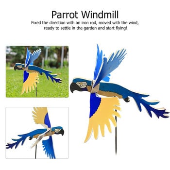 Вятърна мелница Parrot Garden Winwheels Creative Outdoor Ornaments Детска цветна играчка Backyard Land Plug-In Decoration