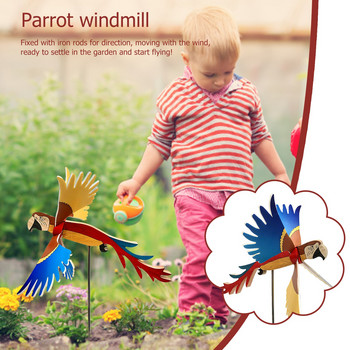 Вятърна мелница Parrot Garden Winwheels Creative Outdoor Ornaments Детска цветна играчка Backyard Land Plug-In Decoration