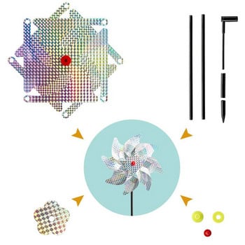 10 БР. Птичи репелент Вятърна мелница против птици Блестящи птици Отблъскващ въртящи се колела Възпиращо средство за птици за декорация на градина на открито