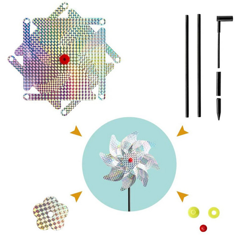 10 tk lindude tõrjuv tiibratas, lindudevastane tuuleveski, sädelev linnutõrjevahend.