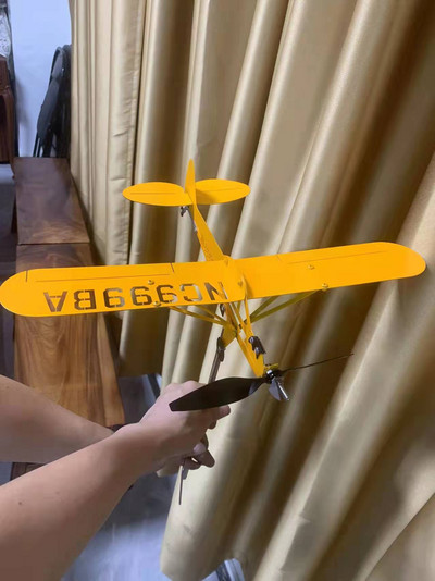 Piper J3 Cub Lėktuvas Vėtrungė lauko sodas Lėktuvas Vėtrungių kištuko dekoras Vėjo suktukai Stogo prijungiamas sodo dekoravimas