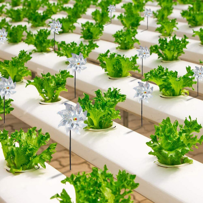 10 vnt paukščių atbaidymo vėjo malūnėlio suktukas, atspindintis blizgantis paukščių atbaidymo įrankis, apsaugantis sodo augalą gėlių sodo vejos dekoras