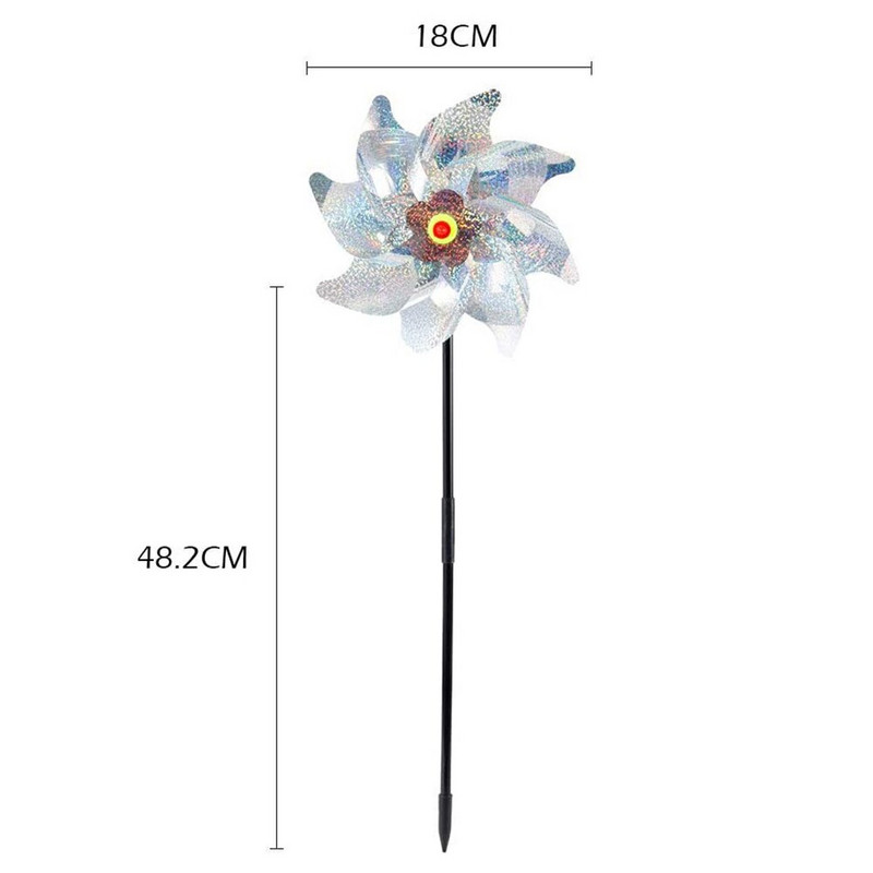 10 vnt paukščių atbaidymo vėjo malūnėlio suktukas, atspindintis blizgantis paukščių atbaidymo įrankis, apsaugantis sodo augalą gėlių sodo vejos dekoras