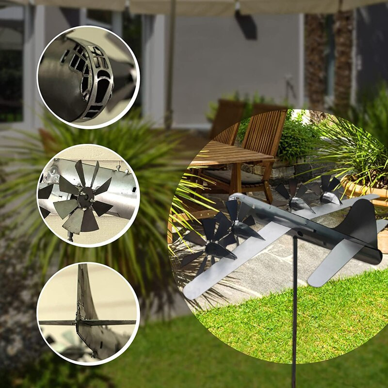 Naujo atvykimo metalo Superfortress orlaivio vėjo energijos orlaivio vėjo malūno lauko sodo kiemo puošmena