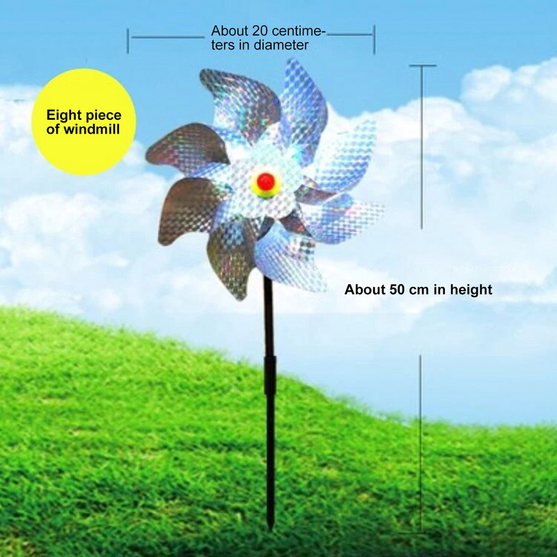 10 vnt / rinkinys Paukščius atbaidantis, atspindintis paukščių baidyklės vėjo malūnas, lauko vėjo energijos gaudyklės, kiemo kiemo kiemas, sodo dekoravimas.