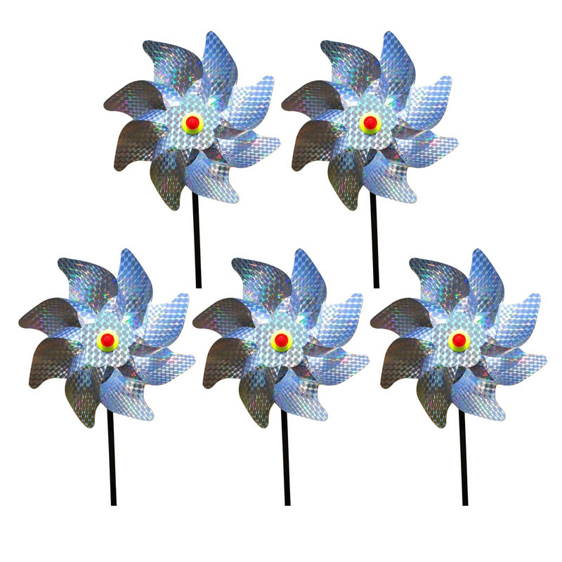10 vnt / rinkinys Paukščius atbaidantis, atspindintis paukščių baidyklės vėjo malūnas, lauko vėjo energijos gaudyklės, kiemo kiemo kiemas, sodo dekoravimas.