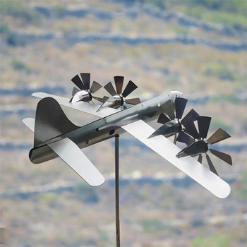 Super Fortress Aircraft Wind Spinne Metal Airplane 3D Cool Windmill Външен градински орнамент Декорация на градински двор Sculptu
