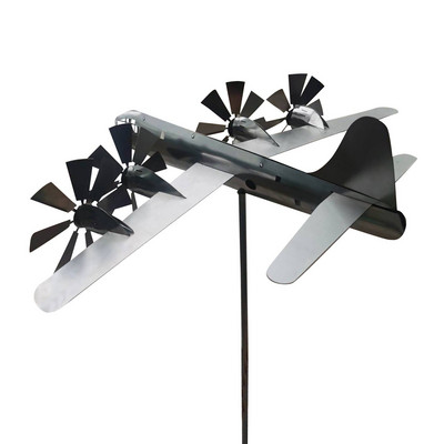 Super Fortress Aircraft Wind Spinne Metal Lietadlo 3D Cool Windmill Vonkajšia záhradná ozdoba Záhradná terasa Dekorácia Sculptu