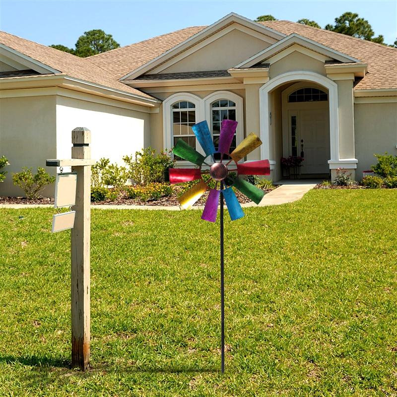 Iron Art szélmalom kerti talajon betétes szélkerék kültéri forgó szélmalom forgó szélmalom talaj betétes szélmalom dekor