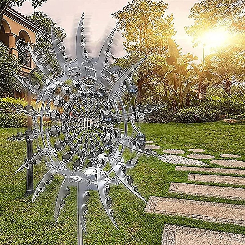 Nerūdijančio plieno metalinis vėjo malūnas, vėjo varpelis, vėjo mentė, lauko vėjo suktukai, vėjo gaudyklės Sodo aikštės centro ypatinga apdaila