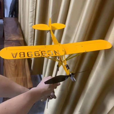 3D Piper J3 Cub Wind Spinner Plane Метален самолет Флюгер Външен покрив Индикатор за посоката на вятъра Флюгер Градински декор