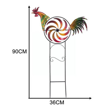 90*36cm Κόκορας Μεταλλικός Ανεμόμυλος Διακόσμηση Πολύχρωμη Τέχνη Στολίδι γκαζόν Σωρός Κόκορας Κήπος Υπαίθριος Εκλεκτό Δώρο Ζώο Cour X5G2