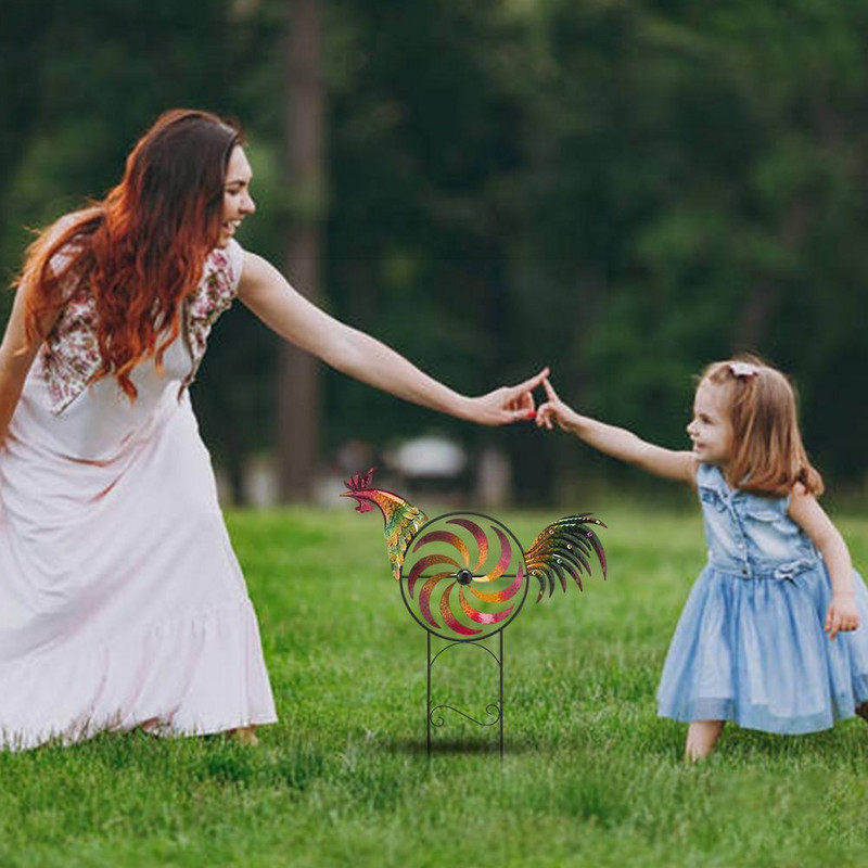 90 * 36 cm Gaidžio metalo vėjo malūno puošmena spalvinga meninė vejos puošmena krūva Gaidžių sodas lauko išskirtinis dovanų gyvūnas X5G2