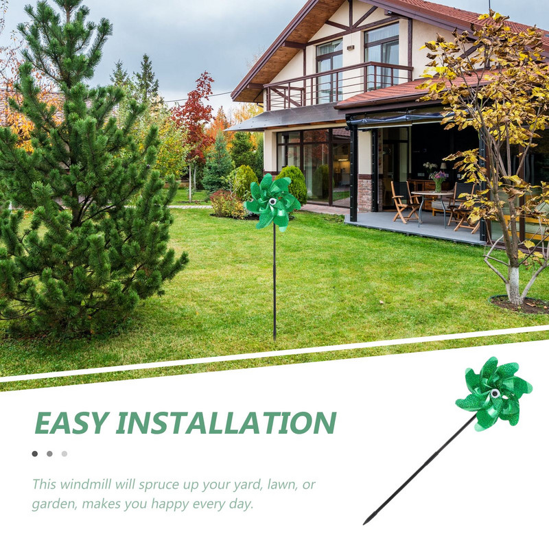 4 vnt. sodo paukščių atbaidiklis, spindintis, blizgantis paukščius atbaidantis vėjo malūnas, apsaugantis sodo augalą, gėlių sodo vejos dekoravimas