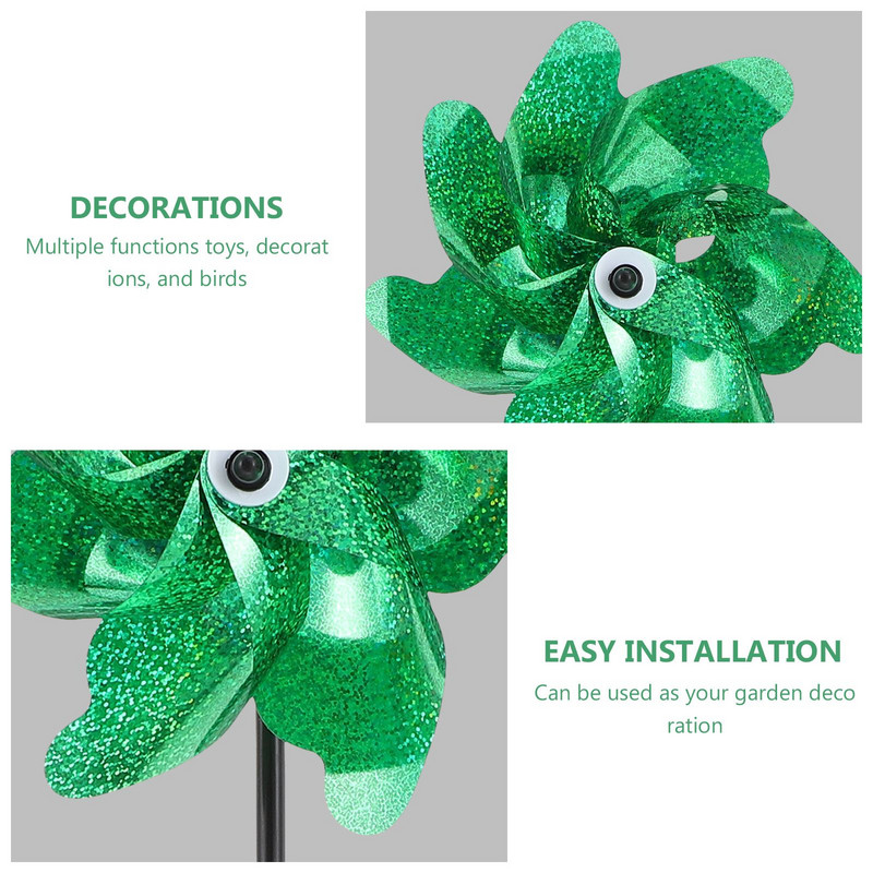 4 vnt. sodo paukščių atbaidiklis, spindintis, blizgantis paukščius atbaidantis vėjo malūnas, apsaugantis sodo augalą, gėlių sodo vejos dekoravimas