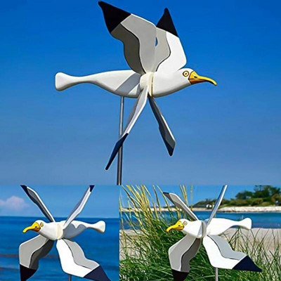 Új aranyos Seagul Whirligig szélmalom díszek Flying Bird sorozat Windmill széldarálók kerti dekorációhoz Stakes szélpörgető