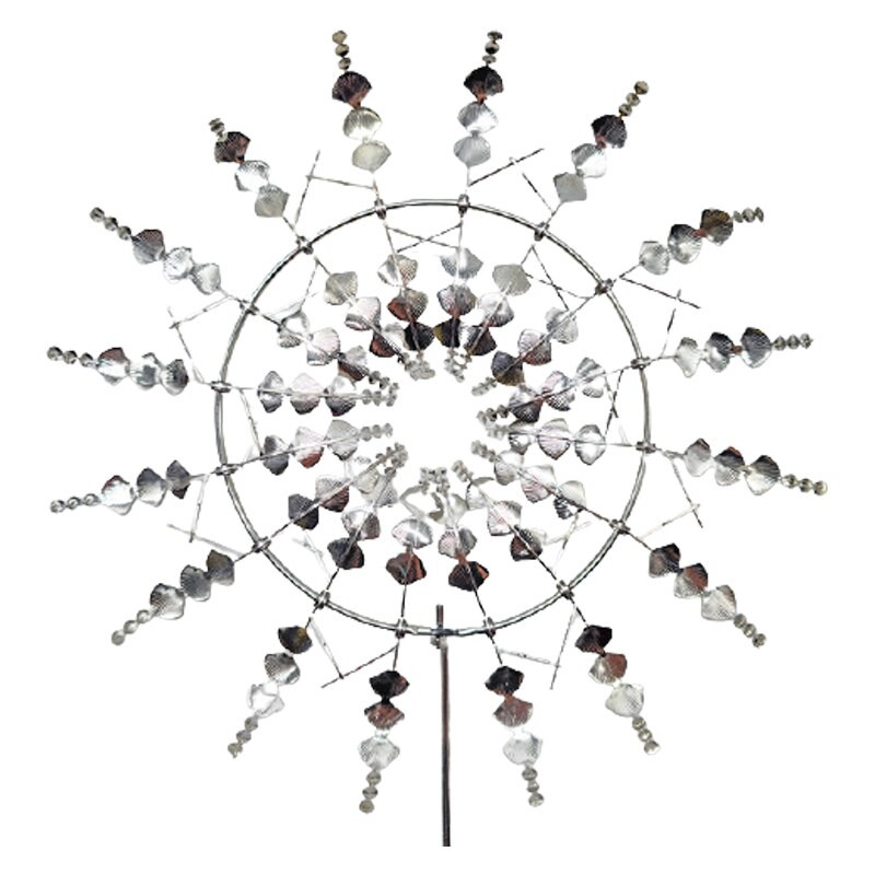 Záhradný kovový unikátny magický veterný mlyn, vonkajšie veterné rotačné vrtule, zberače vetra, nádvorie, terasa, trávnik, dekorácia, vonkajšie, vnútorné