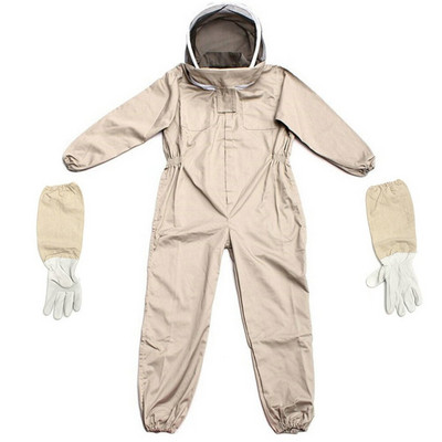 Včelársky polybavlnený ochranný odev proti včelám, celotelový včelársky oblek, farmársky unisex bezpečnostný odev, rukavice, závoj, kapucňa, včelína